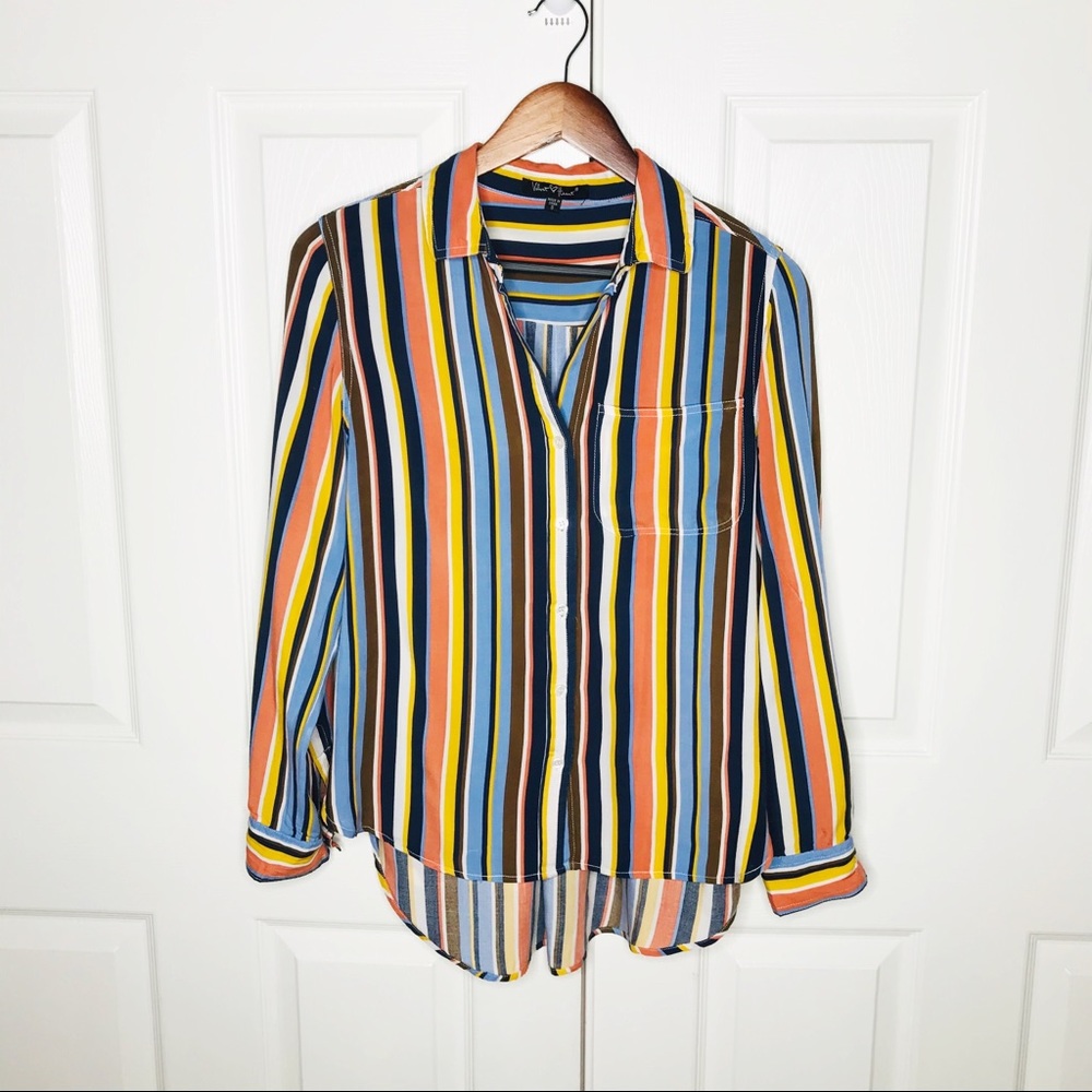 Velvet Heart Multi-color Striped Hi-Low Big Shirt Size XS